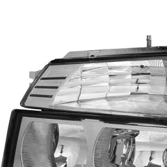 Chrome Headlights Assembly For 2002-2006 Chevy Avalanche 1500 2500 w/Body Cladding 2pcs