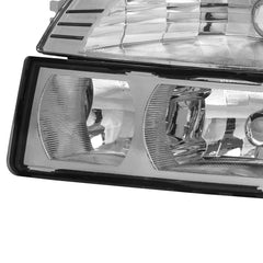 Chrome Headlights Assembly For 2002-2006 Chevy Avalanche 1500 2500 w/Body Cladding 2pcs