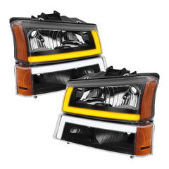 Black Headlights Sequential Signal For 2003-2006 Chevy Silverado 2007 Classic