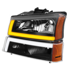 Black Headlights Sequential Signal For 2003-2006 Chevy Silverado 2007 Classic