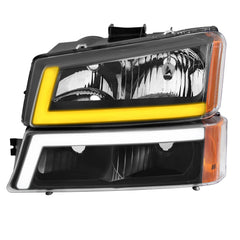 Black Headlights Sequential Signal For 2003-2006 Chevy Silverado 2007 Classic