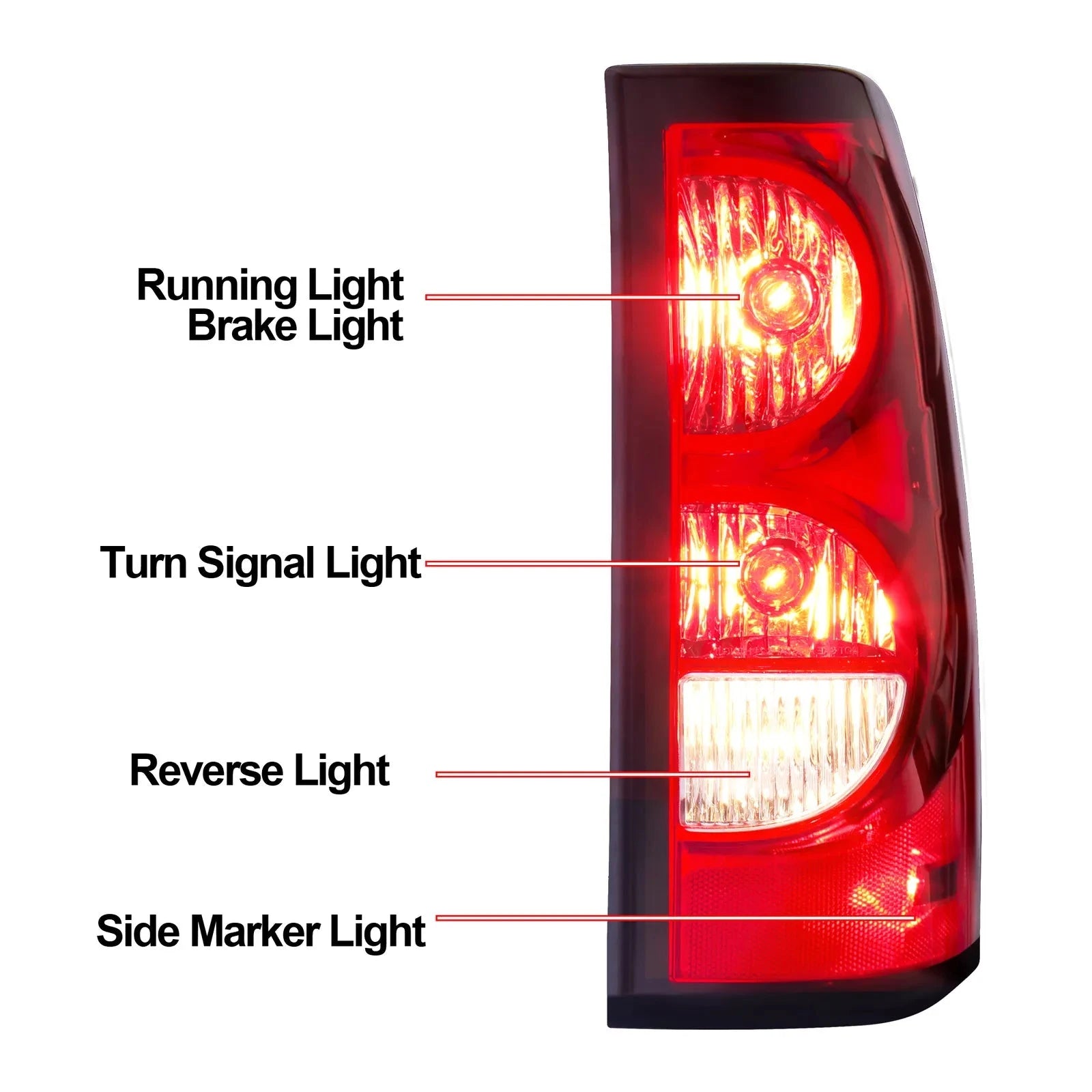 For 2003-2006 Chevy Silverado 1500 2500 3500 Black Headlights + Red Tail Lights - Foto 7