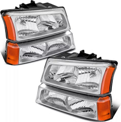 Chrome Housing Headlights & Tail Lights Assembly For 2003-2006 Chevy Silverado 1500 2500 HD 6Pcs