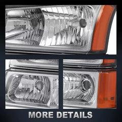 Chrome Housing Headlights & Tail Lights Assembly For 2003-2006 Chevy Silverado 1500 2500 HD 6Pcs