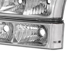 Chrome Housing Headlights & Red Tail Lights For 2003-2006 Chevy Silverado (Set of 4)