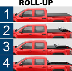 4.6FT Roll Up Tonneau Cover For 2022-2025 Ford Maverick Truck Bed w/LED Lamp
