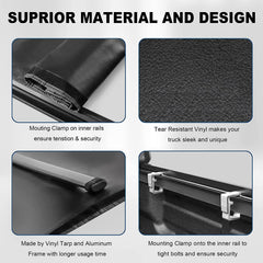 4.6FT Roll Up Tonneau Cover For 2022-2025 Ford Maverick Truck Bed w/LED Lamp