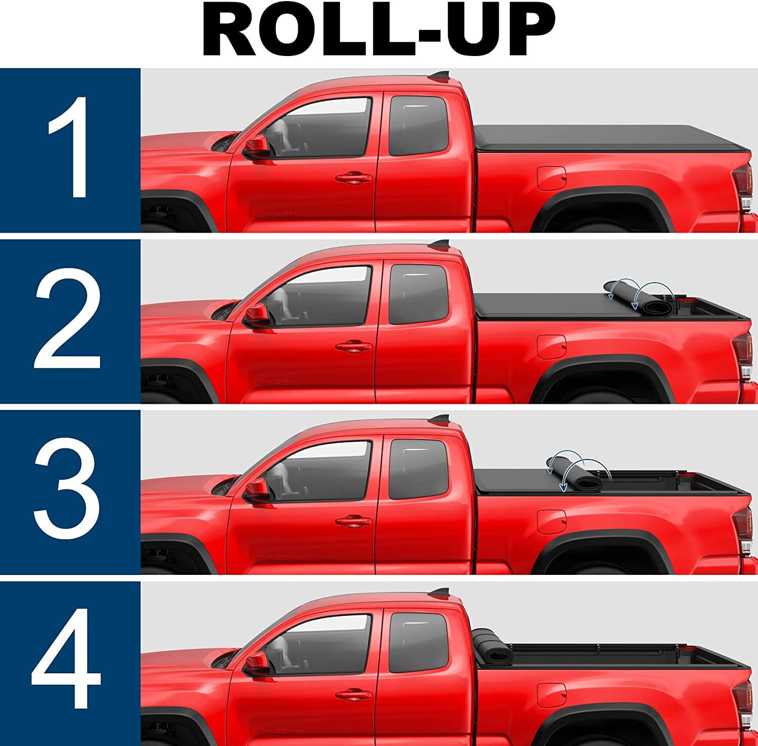 thumbnail interactive-video image 1 of Roll Up Tonneau Cover For 2005-2015 Toyota Tacoma Extra Cab 5FT Bed – Jmotorparts, Black 1 of 2