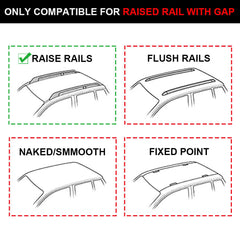 52" Roof Rack Cross Bars For Universal Raised Rail with Gap