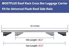 52" Roof Rack Cross Bars For Universal Flush Roof Side Rails