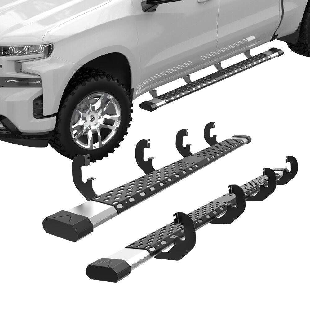 6" Running Boards Side Step Nerf Bars For 2019-2024 Chevy Silverado GMC Sierra Crew Cab