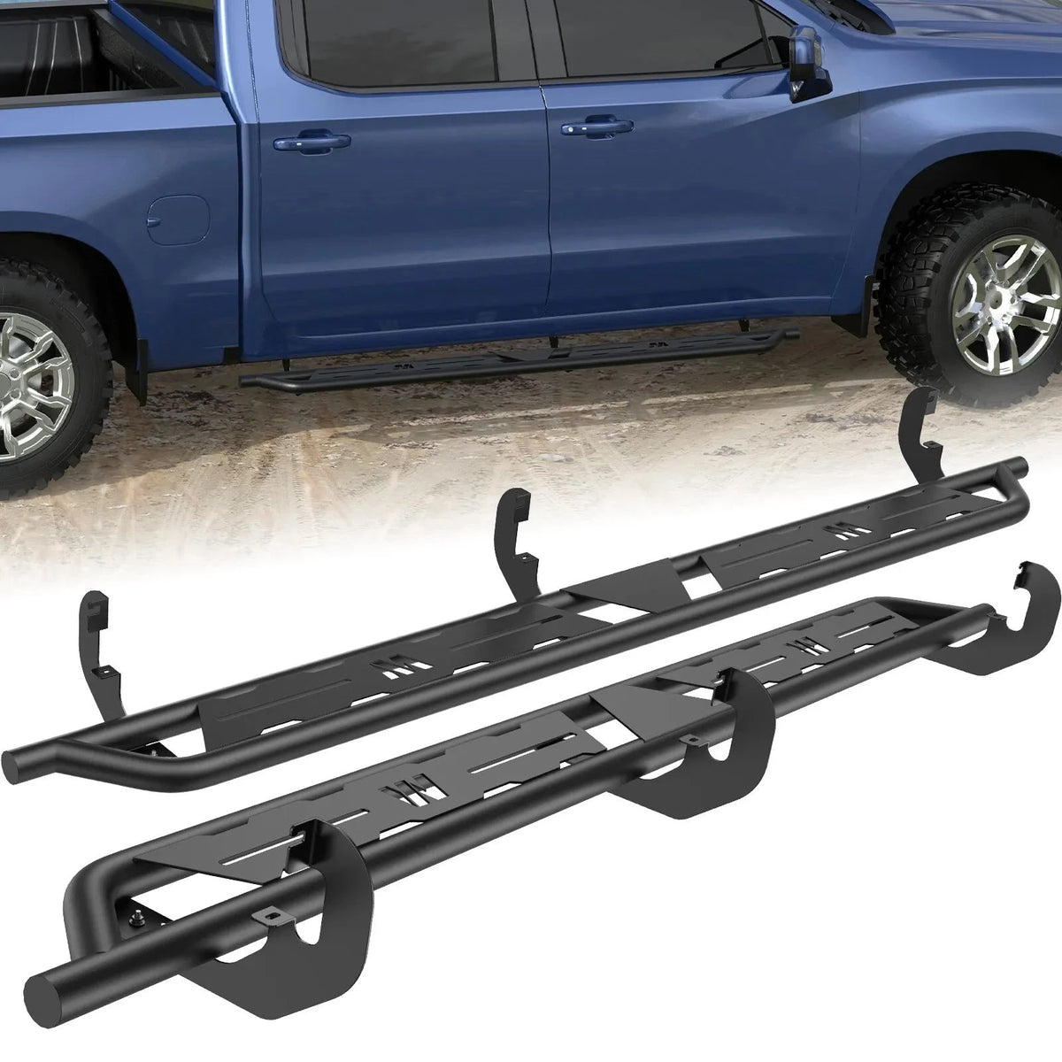 Running Boards Side Step Nerf Bars For 2019-2024 Silverado/Sierra 1500 Crew Cab