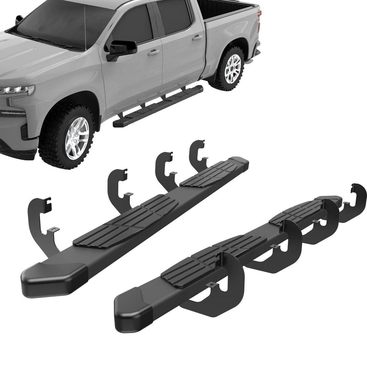 6" Running Boards Side Step Nerf Bars For 2019-2024 Chevy Silverado 1500 Crew Cab