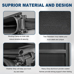 5.5FT Soft Quad-Fold Tonneau Cover For 2016-2026 Nissan Titan Short Bed (Not For XD Model)