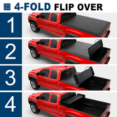 6FT Soft Quad-Fold Tonneau Cover For 2024-2025 Toyota Tacoma Fleetside Truck Bed