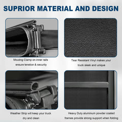6FT Soft Quad-Fold Tonneau Cover For 2024-2025 Toyota Tacoma Fleetside Truck Bed