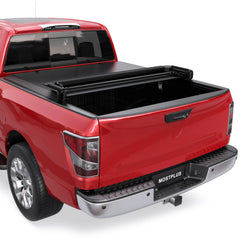 6.5FT Quad-Fold Soft Tonneau Cover For 2016-2024 Nissan Titan & Titan XD Truck Bed