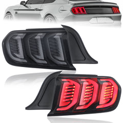 Black Housing Smoke Lens LED Tail Lights Assembly For 2015-2021 Ford Mustang 2pcs