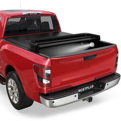 6.5FT Quad-Fold Soft Tonneau Cover For 2016-2024 Nissan Titan & Titan XD Truck Bed