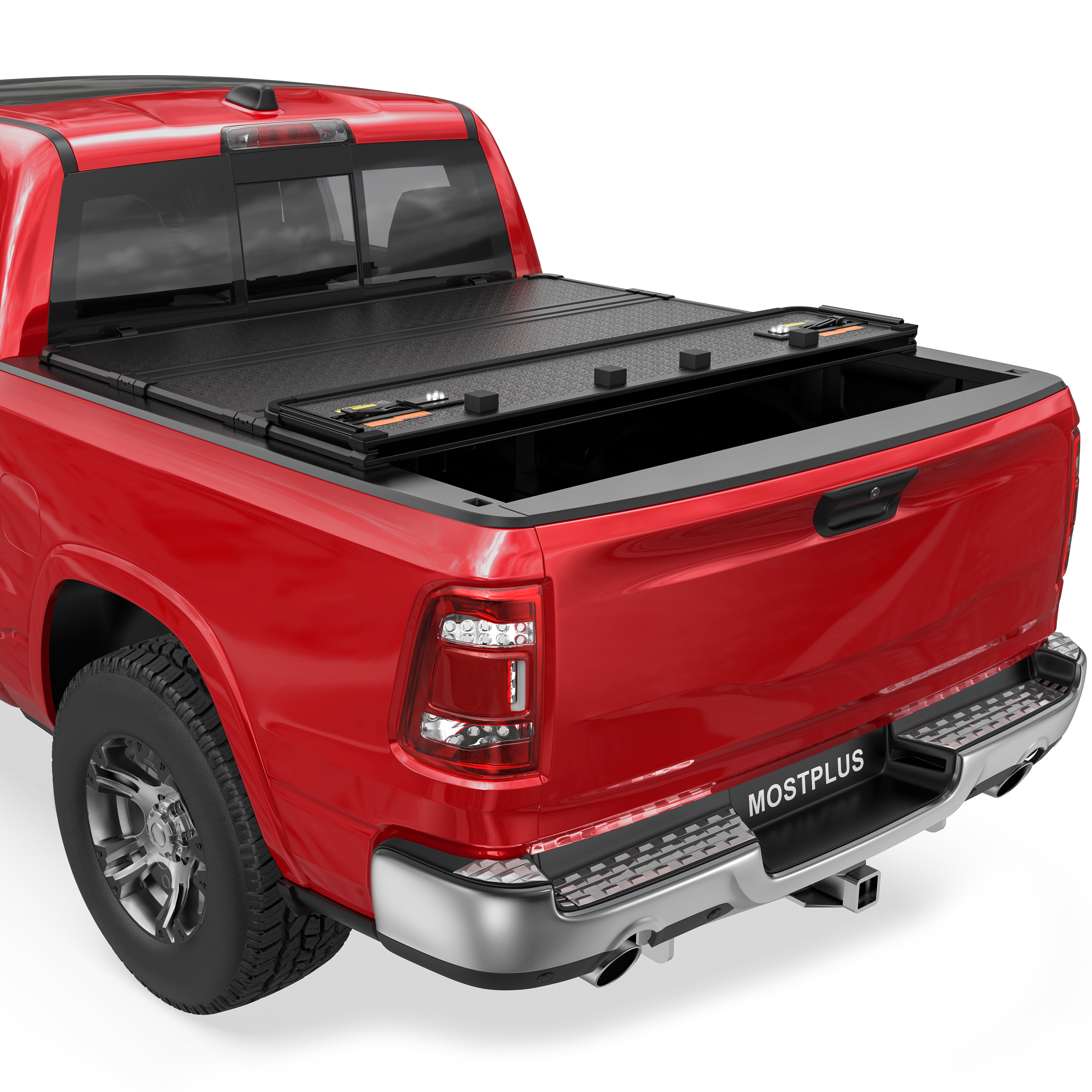 4 Fold 5.7/5.8FT Hard Tonneau Cover For 2009-2024 Dodge Ram 1500 Inclu. Classic & New Body Fleetside (For Models w/o Ram Box)