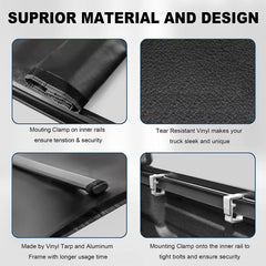 5.3FT Soft Roll Up Tonneau Cover For 2000-2004 Dodge Dakota Truck Bed w/ LED Lamps
