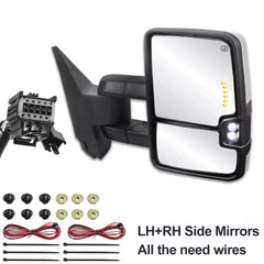 Chrome Power Heated Tow Mirrors for 2007-2013 Silverado Sierra LED Amber Signal