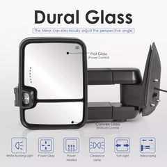 Black Power Heated Tow Mirrors For 1999-2002 Chevrolet Silverado GMC Sierra 1500 2500