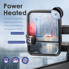 Black Power Heated Tow Mirrors For 1999-2002 Chevrolet Silverado GMC Sierra 1500 2500