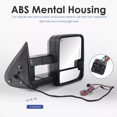 Black Power Heated Tow Mirrors For 1999-2002 Chevrolet Silverado GMC Sierra 1500 2500
