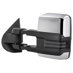 Chrome Power Folding Tow Mirrors For 2007-2013 Silverado Sierra 1500 w/Switchback Turn Signal, Clearance Lamps, White Running Lights