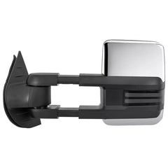 Chrome Power Folding Tow Mirrors For 2007-2013 Silverado Sierra 1500 w/Switchback Turn Signal, Clearance Lamps, White Running Lights