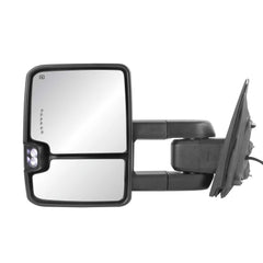 Black Power Folding Switchback Tow Mirrors For 2014-2018 Chevy Silverado GMC Sierra 1500 w/ White Running Light  (Set of 2)