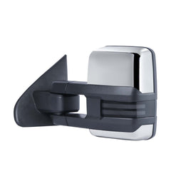 Chrome Power Folding Switchback Tow Mirrors For 2014-2018 Silverado Sierra 1500 w/ White Running Light (Set of 2)