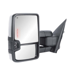 Chrome Power Folding Switchback Tow Mirrors For 2014-2018 Silverado Sierra 1500 w/ White Running Light (Set of 2)