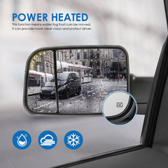 Black Tow Mirrors w/White Running Light For 2009-2018 Ram 1500/2500/3500 with Temperature Sensor