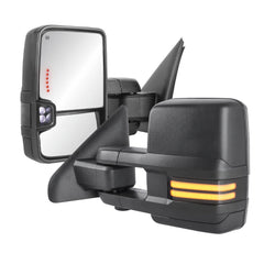 Black Power Heated Tow Mirrors w/White Running Light For 2002-2008 Dodge Ram 1500 (Set of 2)