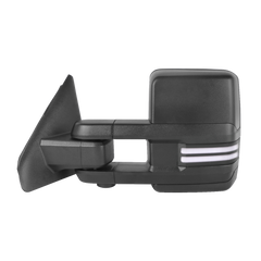 Black Power Heated Tow Mirrors w/White Running Light For 2002-2008 Dodge Ram 1500 (Set of 2)