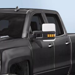 White Painted Tow Mirrors w/Turn Signals For 2003-2007 Chevy Silverado GMC Sierra (Set of 2)