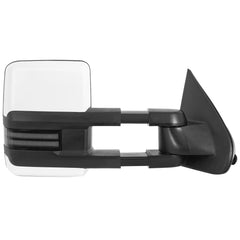 White Painted Power Heated Switchback Tow Mirrors w/ White Running Lights For 1999-2002 Silverado Sierra 2000-2002 Yukon (Set of 2)