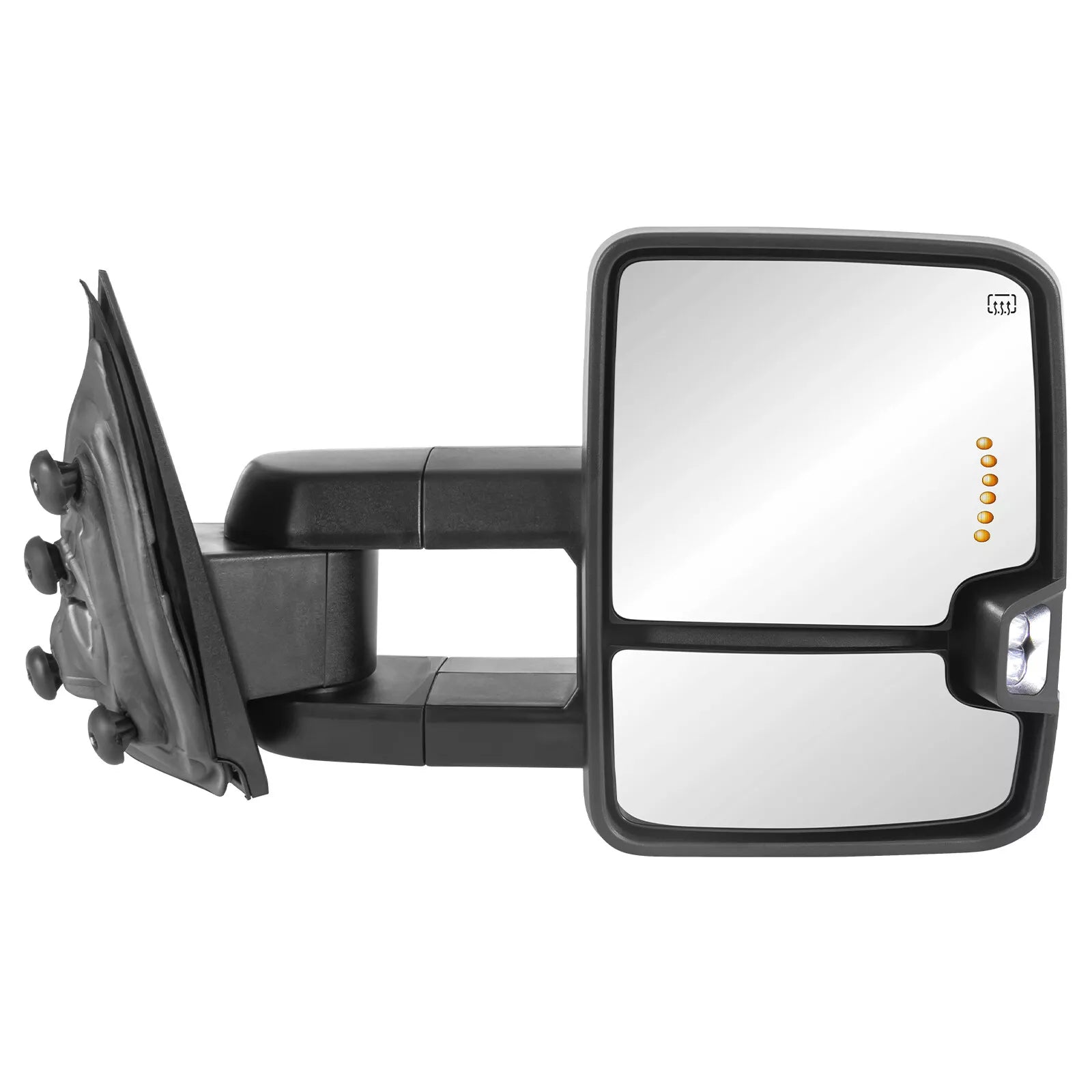 Smotorparts Power Heated Tow Mirrors W/Dynamic Turn Signal - Chrome, For Chevy Silverado/GMC Yukon/Sierra (Pair, Manual Fold)