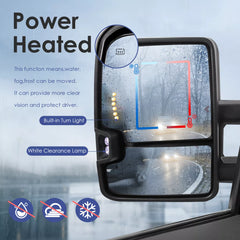 MOSTPLUS Switchback White Painted Tow Mirrors For 2008-2013 Silverado 1500/2500/3500 – Power, Heated, Turn Signal