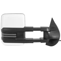 White Painted Power Heated Switchback Tow Mirrors w/ White Running Lights For 2008-2013 Silverado 1500 2500HD 3500 (Set of 2)