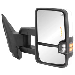 White Painted Power Heated Switchback Tow Mirrors w/ White Running Lights For 2008-2013 Silverado 1500 2500HD 3500 (Set of 2)