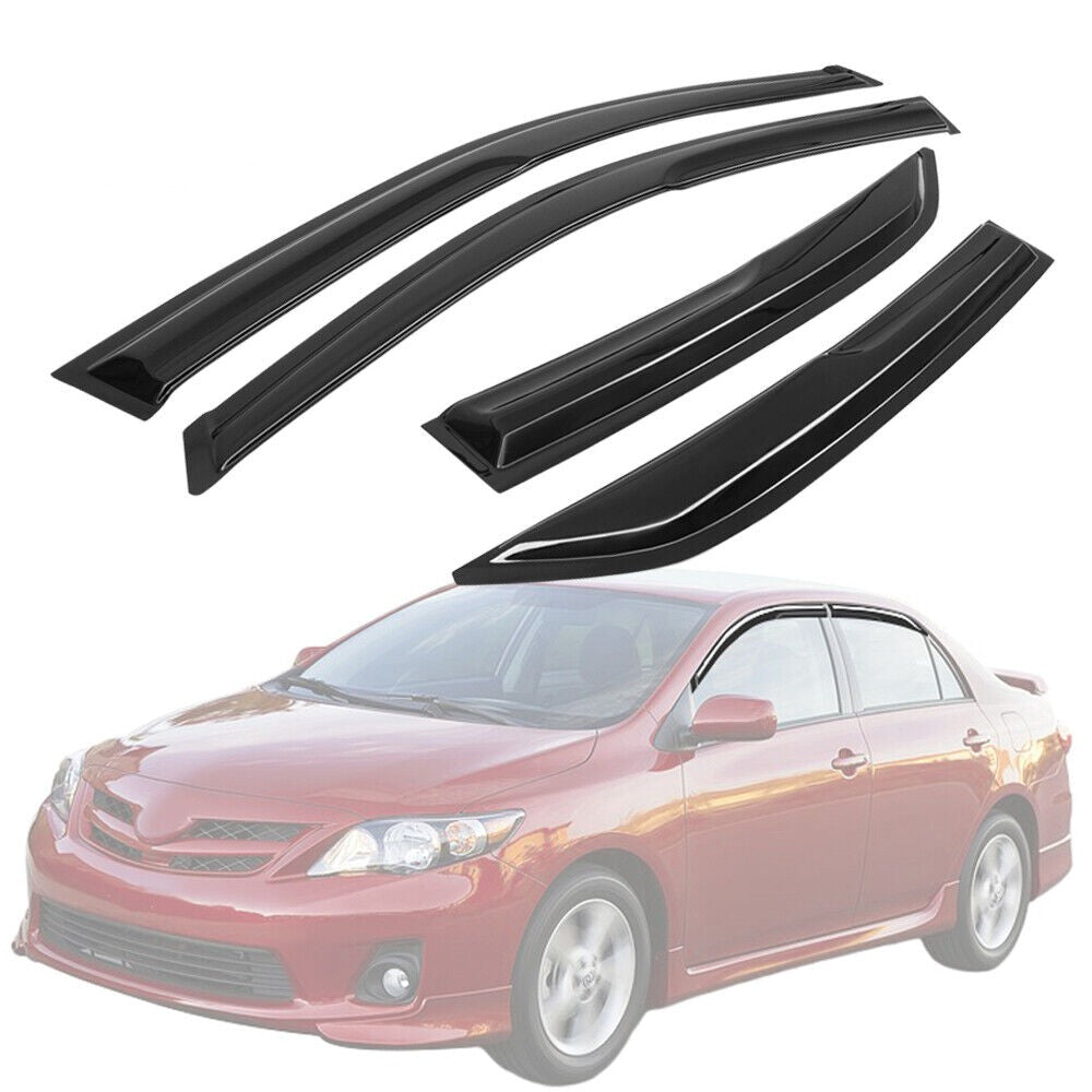 Window Visors Rain Guards For 2009-2013 Toyota Corolla 4 Door Sedan JDM Mugen Style