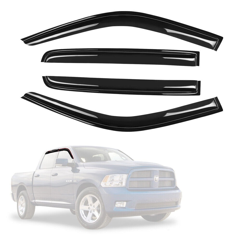 Window Visor Sun Rain Deflector For 2009-2018 Dodge Ram 1500 Crew Cab