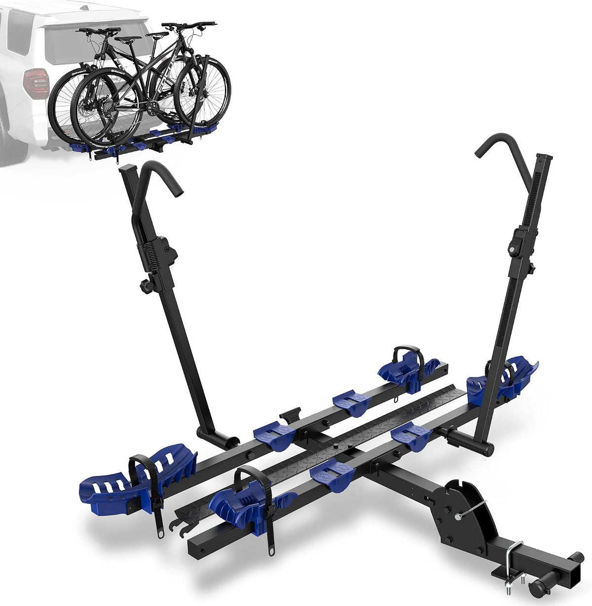 Foldable Tilt Design Bike Hitch Rack w/Ramp, 2" Receiver, 170 LBS For 5" Fat Tire SUVs, Trucks & RVs