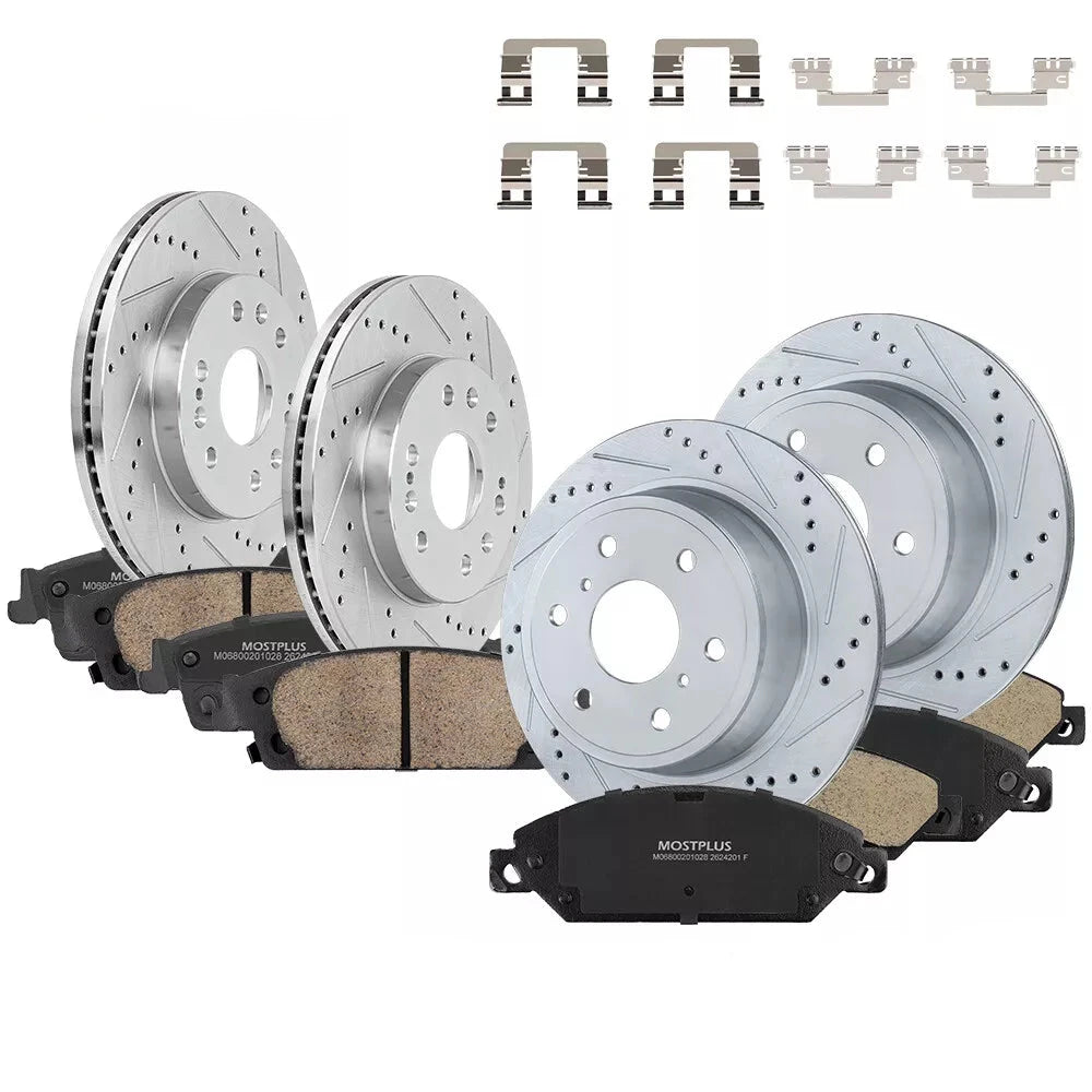 Front+Rear Disc Rotors Brake Pads Kits For 2014-2018 Chevy Silverado GMC Sierra 1500 (Set of 8)