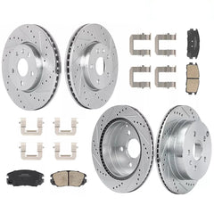 Front+Rear Drilled Disc Rotors Brake Pads Kits For 2010-2017 Chevy Equinox GMC Terrain 5-Lug (Set of 8)