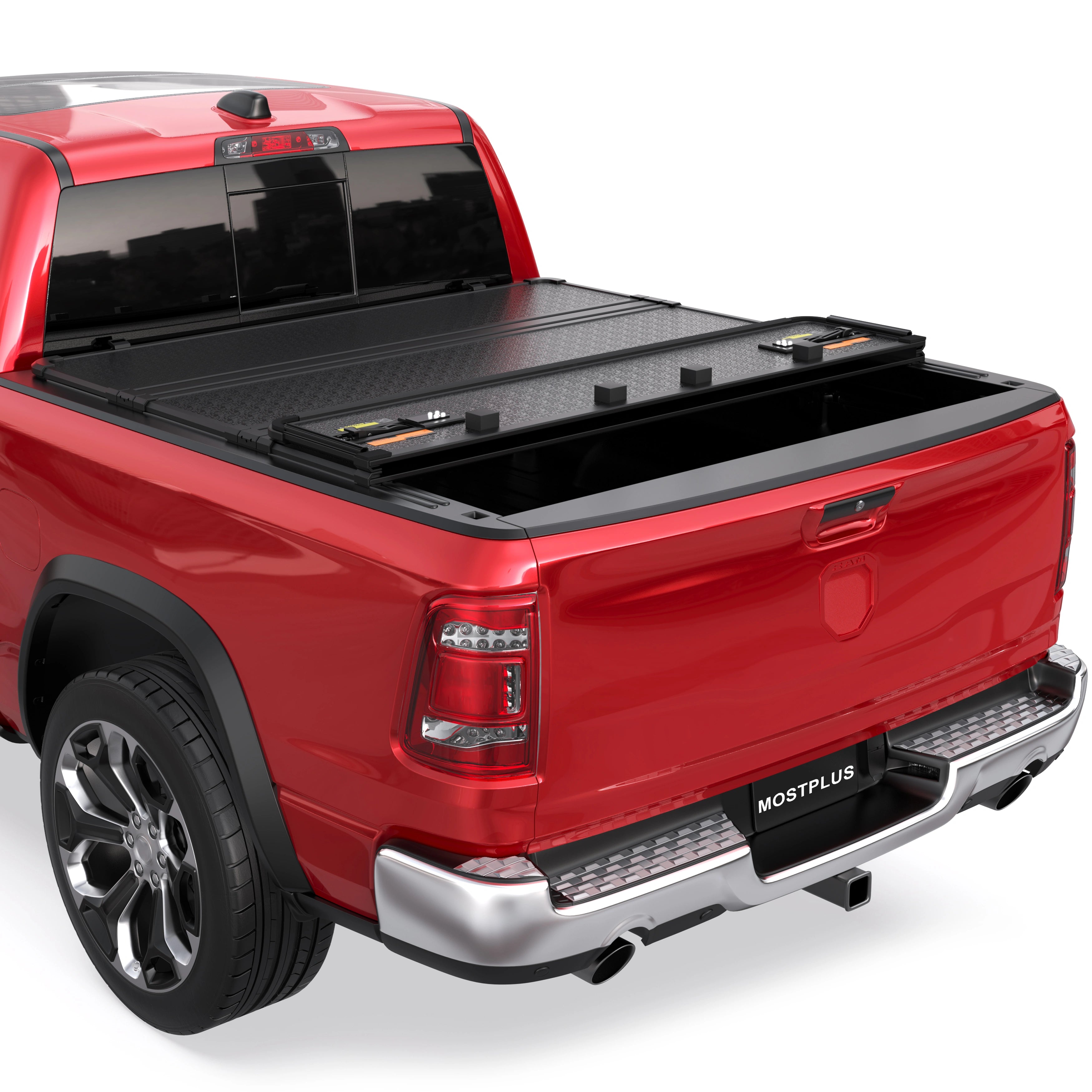 4 Fold 5.7/5.8FT Hard Tonneau Cover For 2009-2024 Dodge Ram 1500 Inclu. Classic & New Body Fleetside (For Models w/o Ram Box)