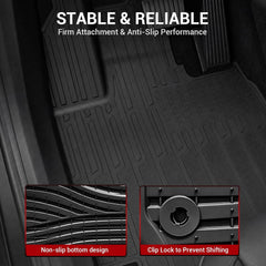 All Weather Floor Mats For 2024-2026 Tesla Cybertruck, Custom Fit 1st & 2nd Row Car Floor Liners